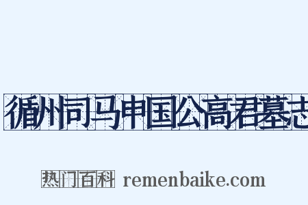 循州司马申国公高君墓志是什么意思的图片